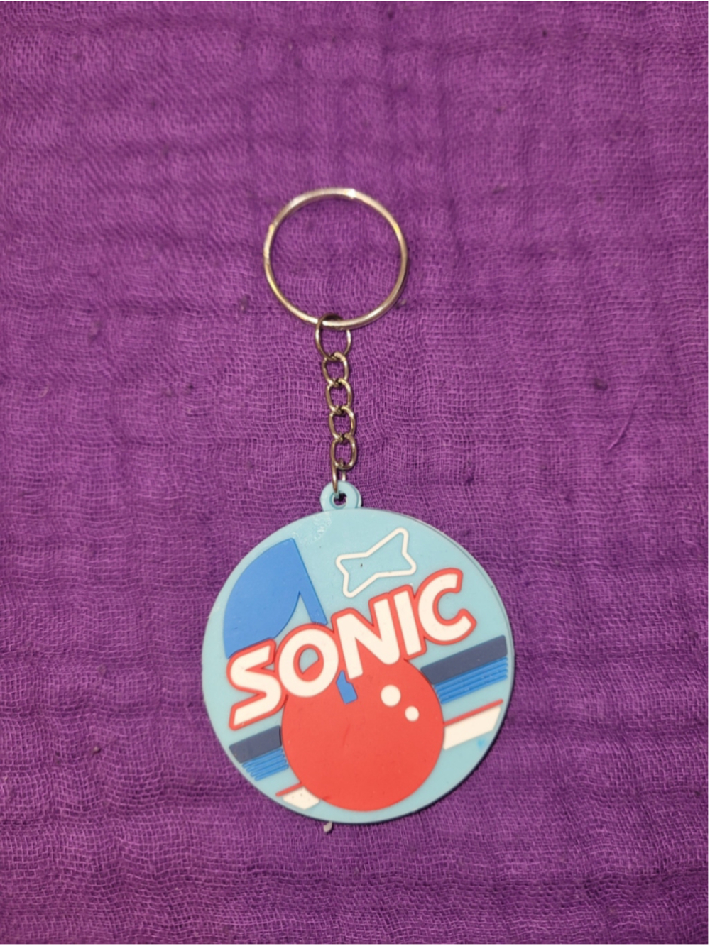 Sonic Drive-In Logo Rubber PVC Keychain Blue Red Restaurant Promo Key Ring